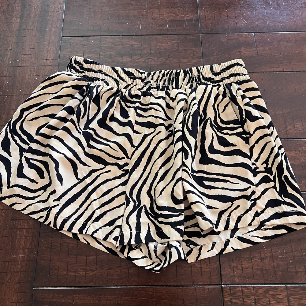Fashion Nova Black and White Zebra Print Athletic Shorts